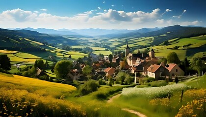 Obraz premium view of a village in region country