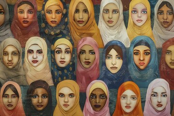 A Portrait of Women Wearing Headscarves