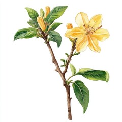 Herbal Cat's Claw Watercolor Illustration for Alternative Medicine and Natural Healing