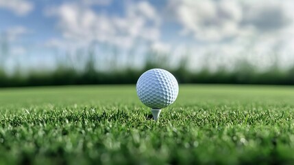 Obraz premium Close-up of tee and grass flying as club strikes, dynamic and powerful, golf tee-off, energy and start