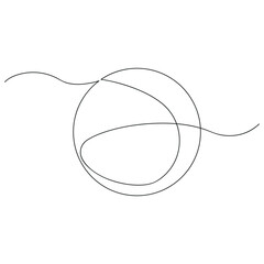 Tennis ball in one continuous line. One line drawing, minimalism. Vector illustration.