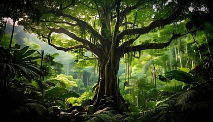 tropical forest in the morning