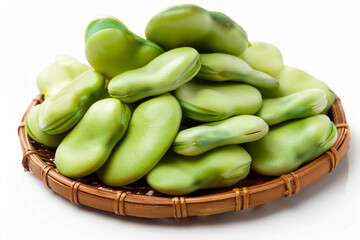 green beans on white background.