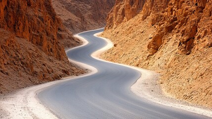 Winding Road Through Rugged Mountain Cliffs