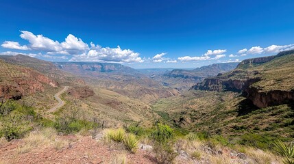 Fototapeta premium Scenic Mountain Viewpoint Along a Winding Road