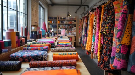 Vibrant Textile Shop Interior 