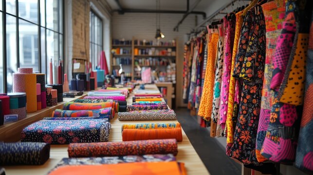 Vibrant Textile Shop Interior 