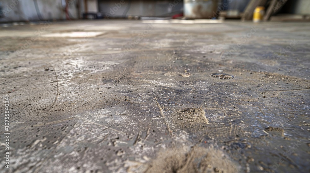Aufkleber close up view of a concrete floor emphasizing its texture and the traces of time, suggesting a histo