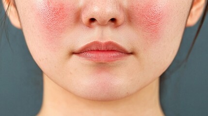 Obraz premium Redness on Cheeks Associated with Rosacea Skin Condition