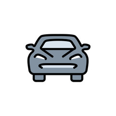 Car front simple color icon. Automobile and car dealer symbol. Auto, view, sport, race, transport, transportation sign. Vector illustration isolated on white background