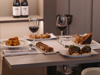a set table for dinner in a restaurant