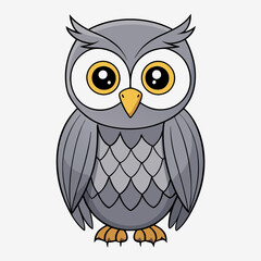 Gray Owl vector illustration