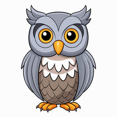 Gray Owl vector illustration