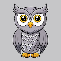 Gray Owl vector illustration