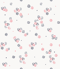 Ditsy petals flowers fireworks seamless print pattern design background