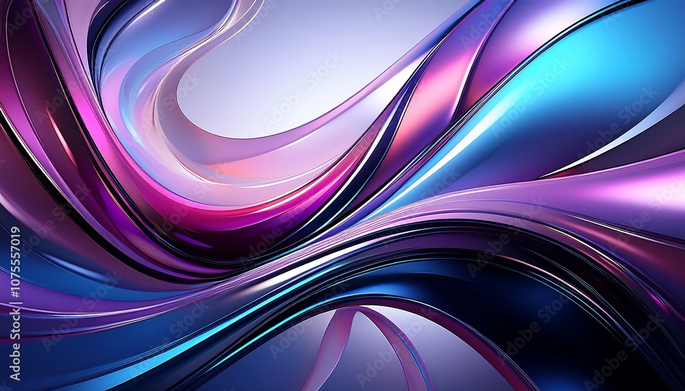 Poster a vibrant abstract background features shiny glossy shapes and curved lines in a mesmer_1(739)