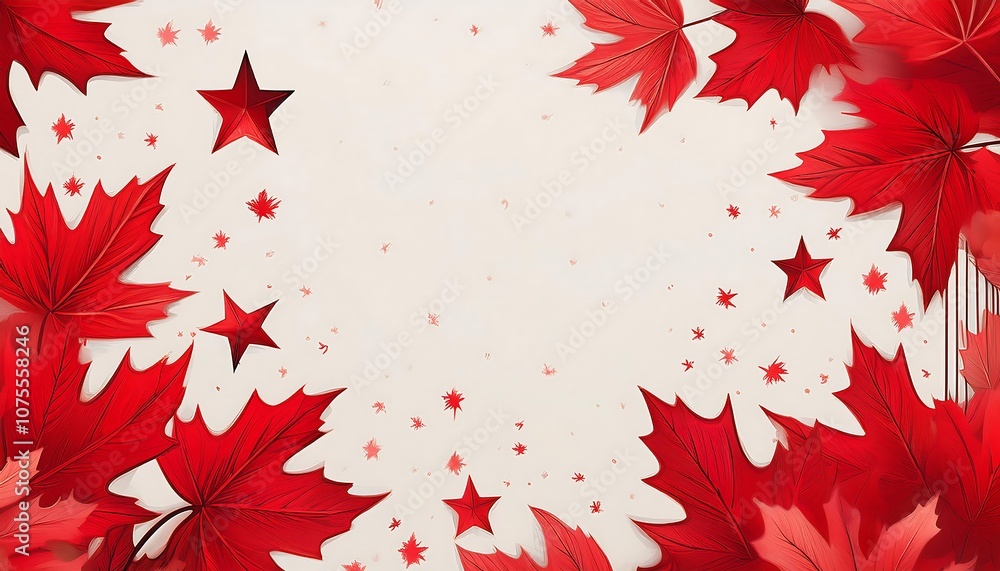 Poster a simple yet trendy poster design features a white background with bold red maple leaves an_1(625)