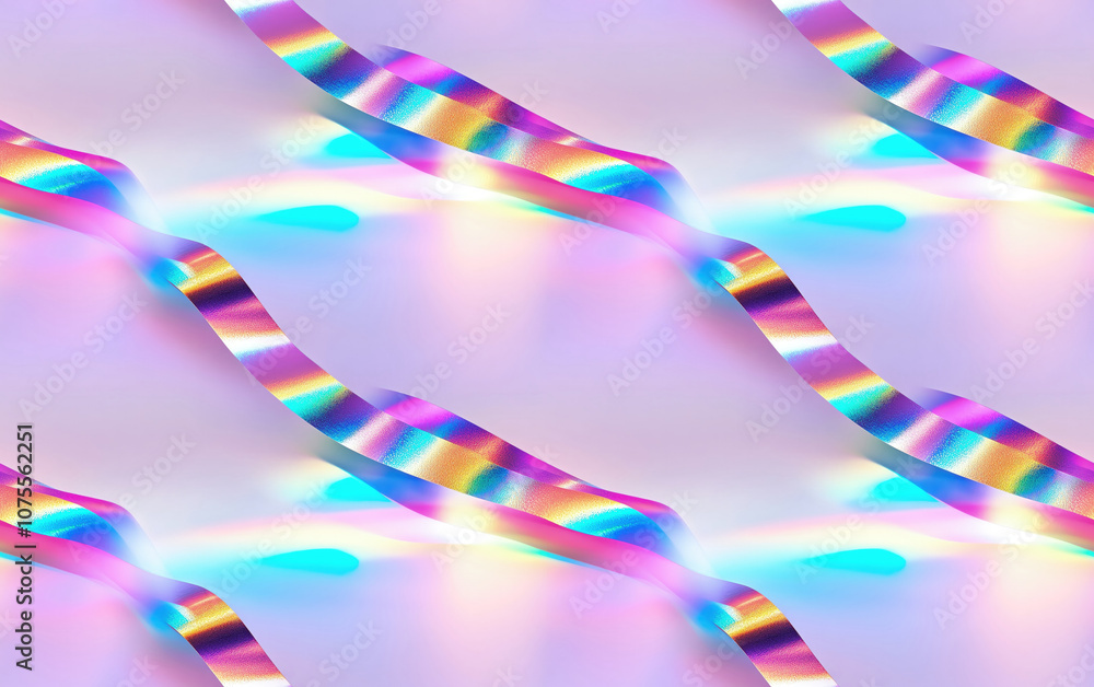 Poster a vibrant, colorful pattern with undulating waves of rainbow hues against a soft background, creatin