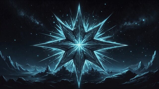 Glowing blue star symbolizing guidance and navigation in a dark cosmic landscape