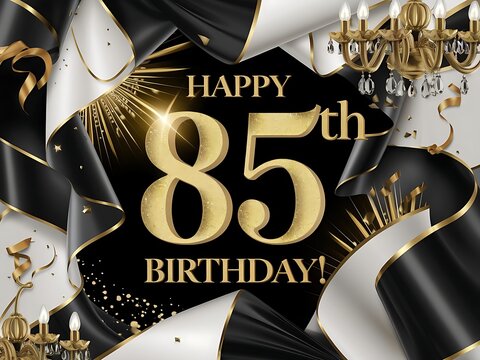 Classic Happy 85th Birthday in Black and Gold