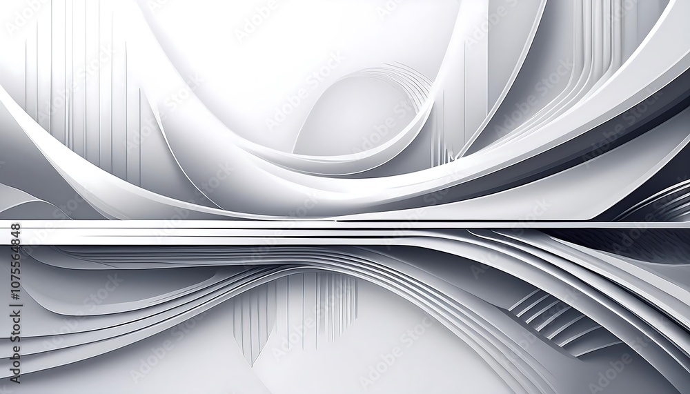 Aufkleber a futuristic tech design featuring a gray and white abstract banner with layered elements a_1(307)