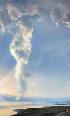 A pillar of cloud leads the Jewish people across the desert across the sea