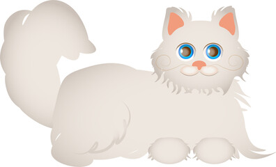 white cat cartoon character illustration for kids, children