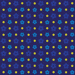 Yellow and blue Seamless 3d colourful embossed flower background pattern.