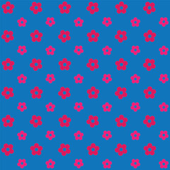 pink Seamless 3d colourful embossed flower on blue background pattern.