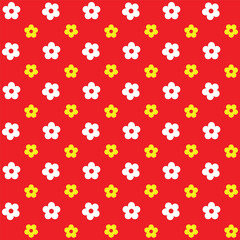 Red and yellow Seamless 3d colourful embossed flower background pattern.