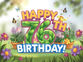 Colorful Happy 76th Birthday Celebration
