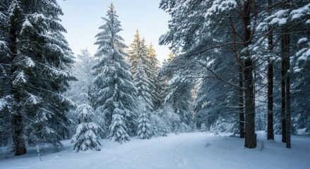 Serene winter landscape with fresh snowfall
