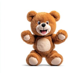 Obraz premium A photostock of a fluffy teddy bear with a warm expression, ideal for toy or gift themes, isolated on transparent PNG background, High Quality