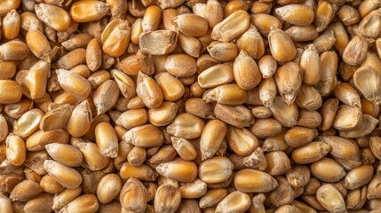 Close-up of golden wheat grains texture