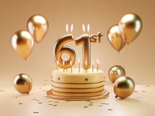 Golden Themed Décor for a Luxurious 61st Birthday Party