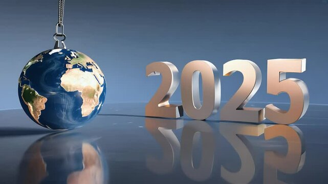 3d video swinging sphere phrase Self Reflection written  symbolizing momentum leading positive change 2025 powerful concept New Year resolutions inspirational content resolution shift english word