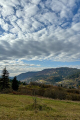 Obraz premium Late autumn in Carpathians mountains, Slavske, Ukraine 