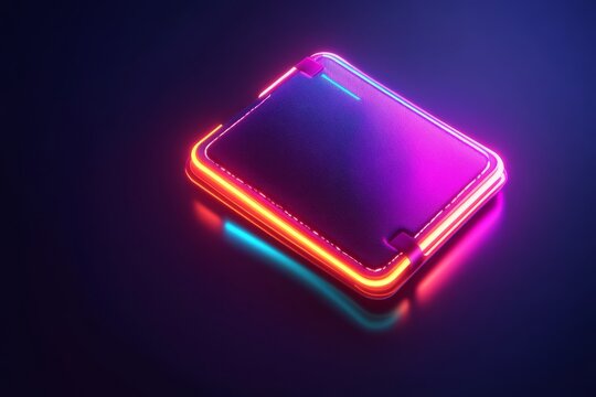 A vibrant digital wallet, illuminated by bright neon lights, serves as a powerful symbol of innovation within the realm of online finance and the enhancement of secure transactions