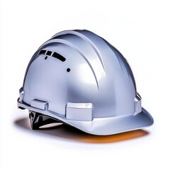 Fototapeta premium A photostock of a silver hard hat, perfect for construction or safety themes, isolated on white background, High Quality
