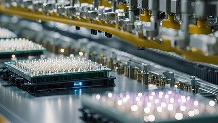 Automated High-Tech Circuit Board Manufacturing Process in Semiconductor Factory