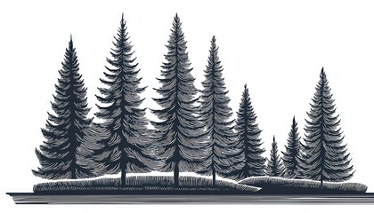  Silhouette spruce line drawings are used for architecture and landscape design featuring ve_1(1613)