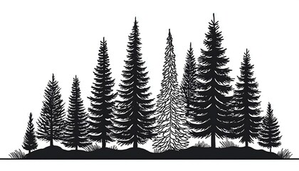  Silhouette spruce line drawings are used for architecture and landscape design featuring ve_1(1611)