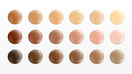Skin color palette. Skin tones collection. Abstract liquid drops for cosmetics design. Vector icon set EPS 10