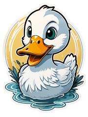 cartoon duckling ornament sticker