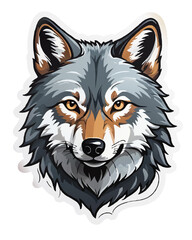 cartoon grey wolf sticker