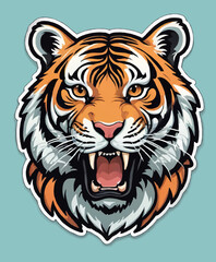 cartoon tiger ornament sticker