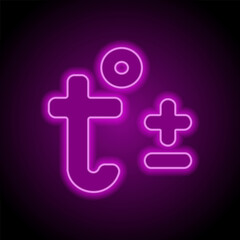 Temperature simple icon vector. Flat design. Purple neon on black background