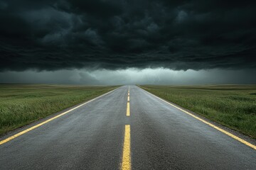  The Road to Storm- A dramatic and moody image of a road leading into a gathering storm,_1(321). Beautiful simple AI generated image