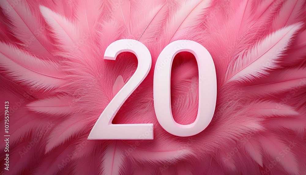 Poster 20 numeric numbers with fur on the background