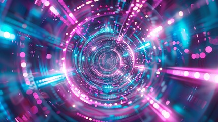Obraz premium Abstract tunnel background, cyberspace immersion, advanced digital convergence